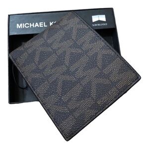 Michael Kors brown monogram bifold‎ men’s jet set wallet new in box